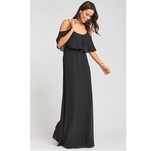 NWT Show Me Your Mumu Caitlin Ruffle Maxi Dress Black Chiffon Size XS - Picture 6 of 10